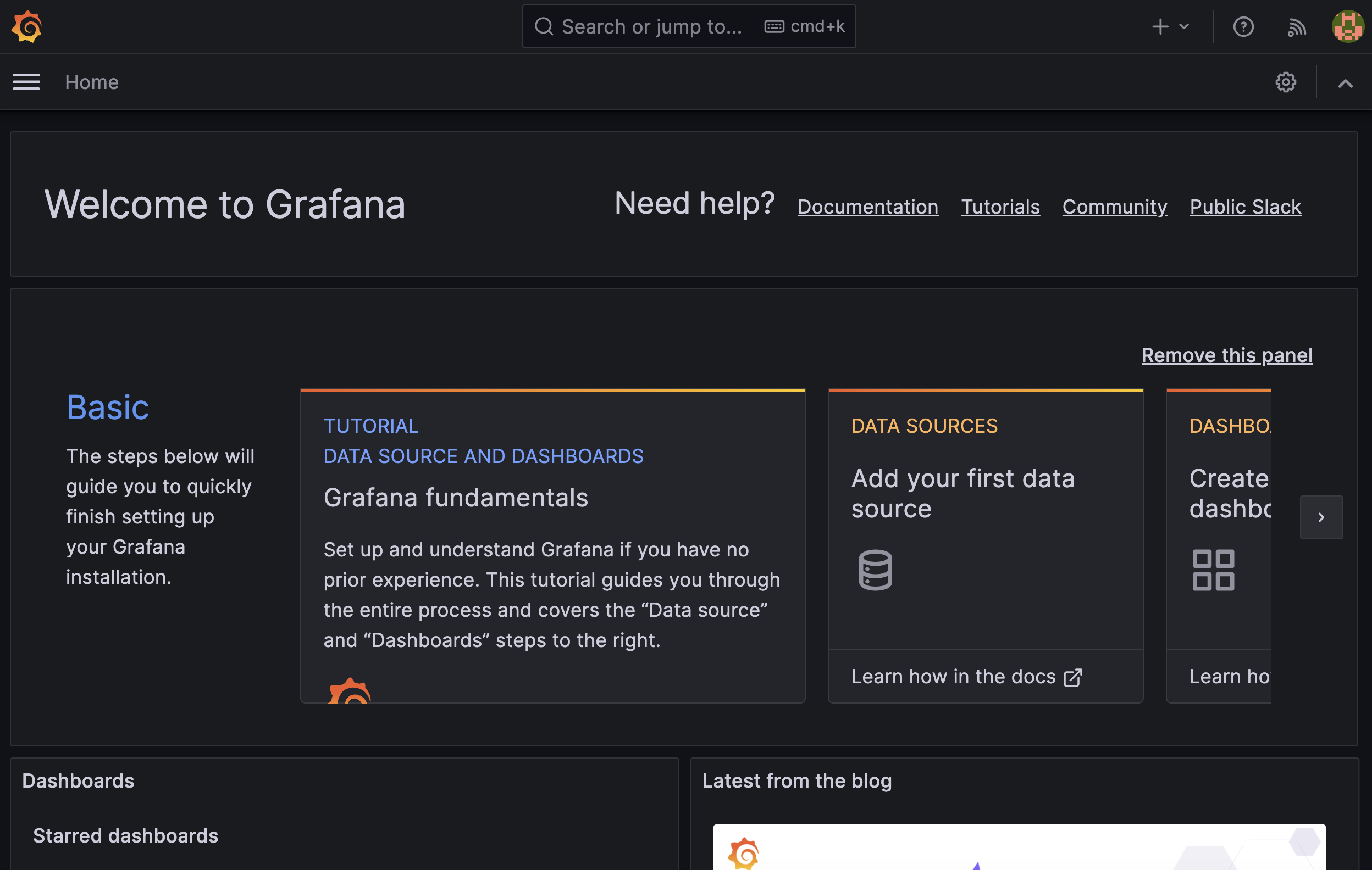 Grafana dashboard